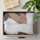 Midnight Temptation: Sultry Anime Woman in Black D Tissuepapier (Geschenk)