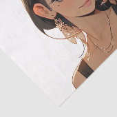 Midnight Temptation: Sultry Anime Woman in Black D Tissuepapier (Detail)