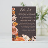 Midnight Terracotta Floral Info Detail Waterverf Informatiekaartje (Staand voorkant)