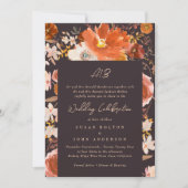 Midnight Terracotta Monogram Floral Border Wedding Kaart (Voorkant)