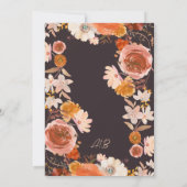Midnight Terracotta Monogram Floral Border Wedding Kaart (Achterkant)