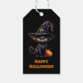Midnight The Witchy Black Cat Halloween Cadeaulabel (Voorkant)