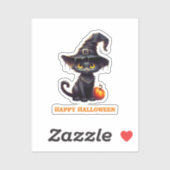 Midnight The Witchy Black Cat Halloween Sticker (Vel)