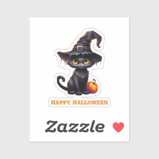 Midnight The Witchy Black Cat Halloween Sticker (Vel)