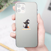 Midnight The Witchy Black Cat Halloween Sticker (Telefoon)