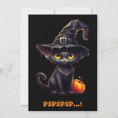 Midnight The Witchy Black Cat Halloween uitnodigin (Voorkant)