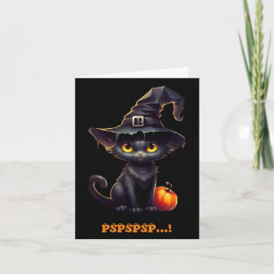 Midnight The Witchy Black Cat Halloween uitnodigin Notitiekaartje