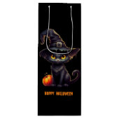 Midnight The Witchy Black Cat Halloween Wijn Cadeautas (Voorkant)
