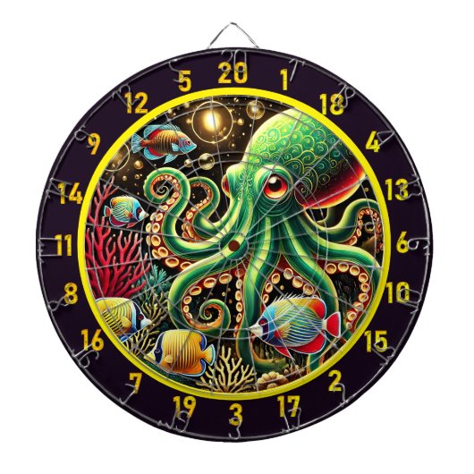 Midnight Tide Octopus Dartboard Dartbord (Voorkant)