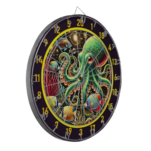 Midnight Tide Octopus Dartboard Dartbord (Voorkant Links)