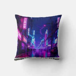 Midnight Tokyo — Neon Cyberpunk Throw Pillow Kussen