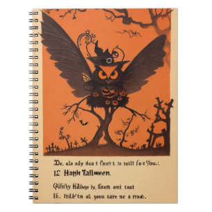 Midnight Uil fluistert Halloween nacht Notitieboek