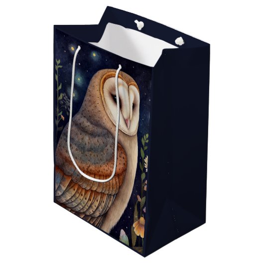 Midnight Uil Gift Bag Medium Cadeauzakje (Voorkant Gekanteld)