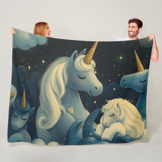 Midnight Unicorn Slumber Party Fleece Deken (In situ)