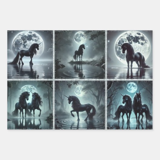 Midnight Unicorns inpakpapier (Voorkant 3)
