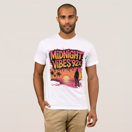 Midnight vibes 92x graffiti kunst met een persoon t-shirt (Voorkant volledig)