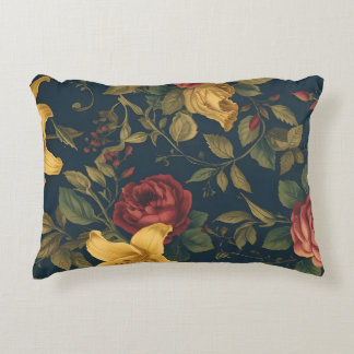 Midnight Victorian Floral – Yellow Lilies & Roses  Accent Kussen