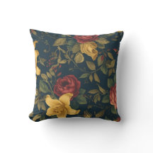 Midnight Victorian Floral – Yellow Lilies & Roses 
