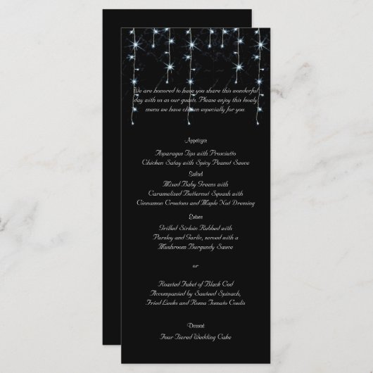 Midnight Vineyard Bruiloft Menu (Voorkant / Achterkant)