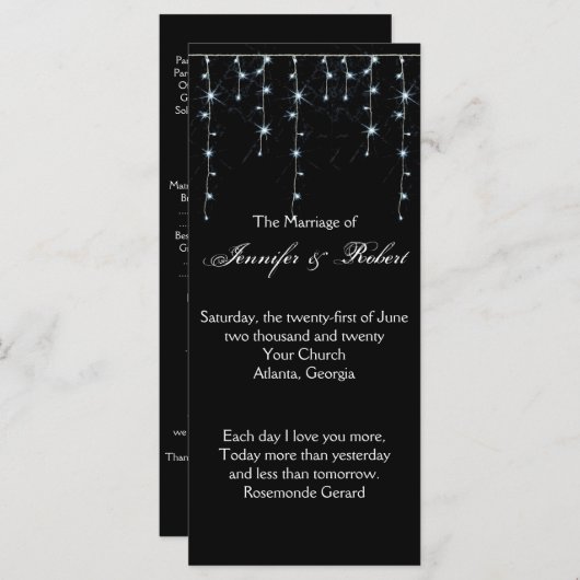 Midnight Vineyard huwelijksprogramma Programmakaart (Voorkant / Achterkant)