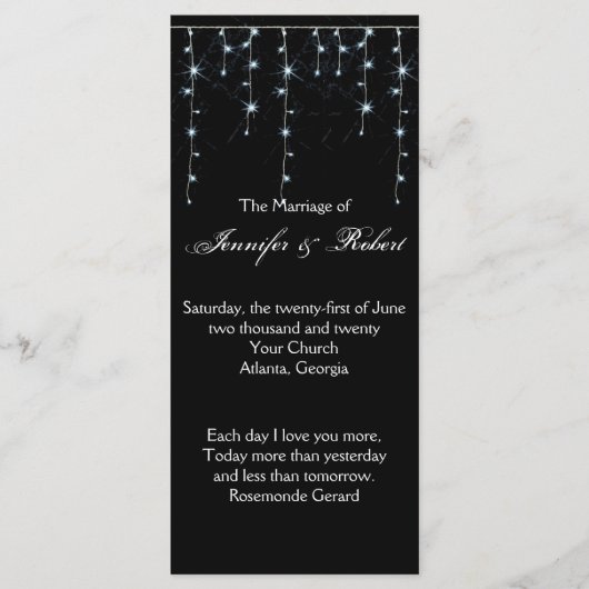 Midnight Vineyard huwelijksprogramma Programmakaart (Voorkant)