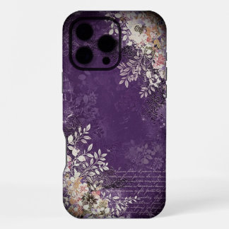 Midnight Violet Floral Charm iPhone 16 Pro Max Hoesje