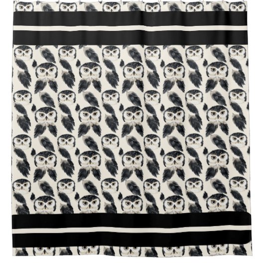 Midnight Watchers - Uilen en veren tijdens de vluc Douchegordijn (Voorkant)