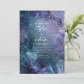 Midnight Waterverf huwelijksuitnodiging Kaart (Staand voorkant)