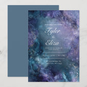 Midnight Waterverf huwelijksuitnodiging Kaart (Voorkant / Achterkant)