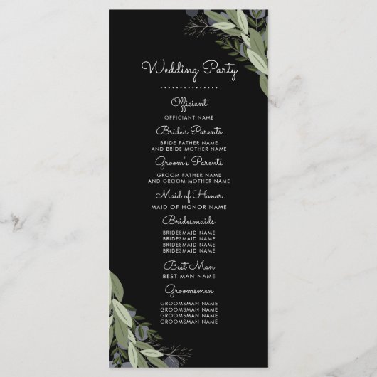 Midnight Wedding Springs Programma Programmakaart (Achterkant)