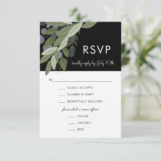 Midnight Wedding Springs, RSVP Menu Kaart (Staand voorkant)