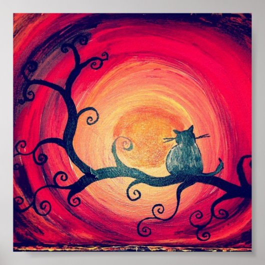 Midnight Whimsical Cat Poster (Voorkant)