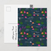 Midnight Whimsical Lotus Floral Garden Feestdagenkaart (Voorkant / Achterkant)