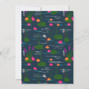 Midnight Whimsical Lotus Floral Garden  Feestdagenkaart