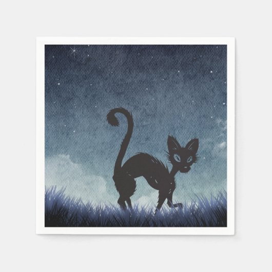 Midnight Whiskers & Moonlit Mischief Paper Napkin Servet (Voorkant)