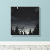 Midnight Whispers: Cat Under the Stars Canvas Afdruk (Insitu (Houten vloer))