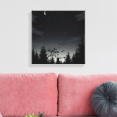 Midnight Whispers: Cat Under the Stars Canvas Afdruk (Insitu (Woonkamer))