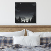 Midnight Whispers: Cat Under the Stars Canvas Afdruk (Insitu (Slaapkamer))
