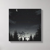 Midnight Whispers: Cat Under the Stars Canvas Afdruk (Voorkant)