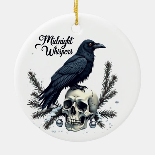 Midnight Whispers Raven and Skull Ornament (Achterkant)
