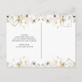 Midnight Wildbloemen | Geometrisch sparen de Datum Aankondigingskaart (Achterkant)