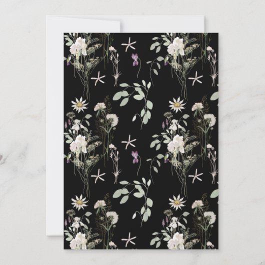 Midnight Wildbloemen | Zwarte geometrisch Save The Date (Achterkant)