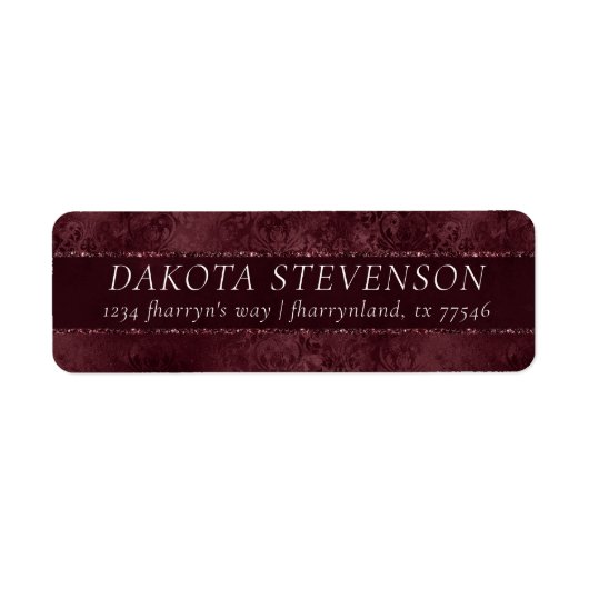 Midnight Wine Romance | Dark Satiny Grunge Adres Etiket (Voorkant)