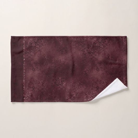 Midnight Wine Romance | Dark Satiny Grunge Damask Bad Handdoek (Handdoek)