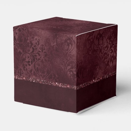 Midnight Wine Romance | Dark Satiny Grunge Damask Bedankdoosjes (Achterkant)