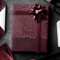Midnight Wine Romance | Dark Satiny Grunge Damask