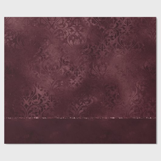 Midnight Wine Romance | Dark Satiny Grunge Damask Cadeaupapier (Vlak)