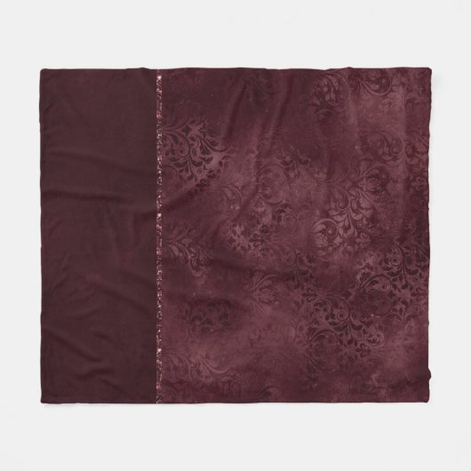 Midnight Wine Romance | Dark Satiny Grunge Damask Fleece Deken (Voorkant (Horizontaal))