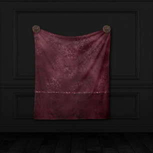 Midnight Wine Romance   Dark Satiny Grunge Damask Fleece Deken