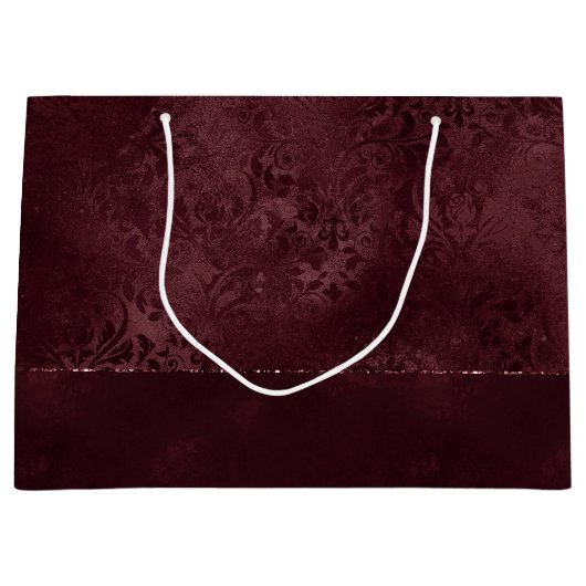 Midnight Wine Romance | Dark Satiny Grunge Damask Groot Cadeauzakje (Voorkant)